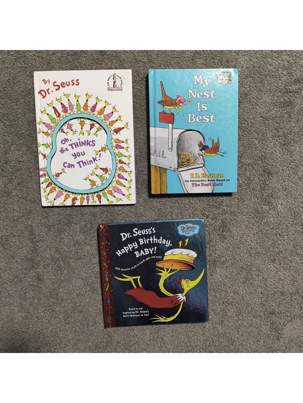 Lot of 3 Dr Seuss & PD Eastman Children's Books Oh the Thinks You Can Think
